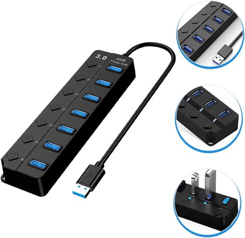 محور USB فردي خارج منفذ USB الفاصل لأجهزة الكمبيوتر المحمول والكمبيوتر نقل البيانات عالي السرعة مؤشر LED كابل أساسي سميك لإمدادات الطاقة in Kuwait