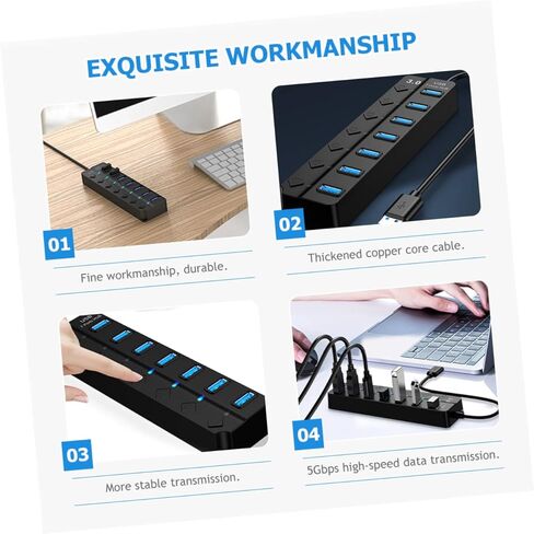 محور USB فردي خارج منفذ USB الفاصل لأجهزة الكمبيوتر المحمول والكمبيوتر نقل البيانات عالي السرعة مؤشر LED كابل أساسي سميك لإمدادات الطاقة in Kuwait
