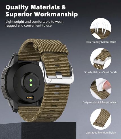 MoKo for Garmin Instinct Watch Band، حزام ساعة بديل من النايلون الناعم 22 مم متوافق مع Garmin 45 مم Instinct 2/3/2 التكتيكي/المد/الرياضات الإلكترونية/الطاقة الشمسية in Kuwait