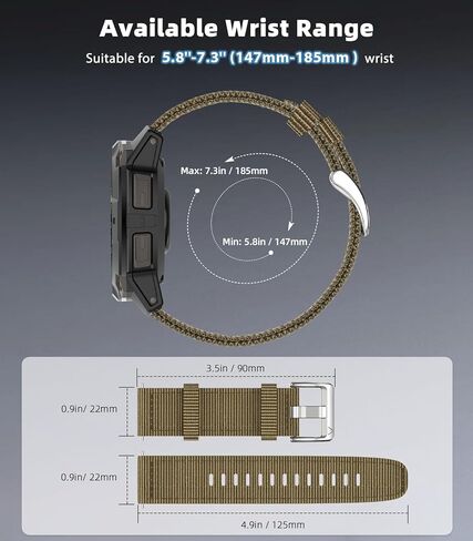 MoKo for Garmin Instinct Watch Band، حزام ساعة بديل من النايلون الناعم 22 مم متوافق مع Garmin 45 مم Instinct 2/3/2 التكتيكي/المد/الرياضات الإلكترونية/الطاقة الشمسية in Kuwait