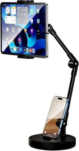 حامل تابلت ذو قاعدة دائرية، حامل قابل للتعديل 360 درجة لجهاز iPad Surface Phone وسطح المكتب لعرض مكالمات الفيديو للألعاب، حامل صلب ثقيل للأجهزة اللوحية والهواتف الذكية. (الكمبيوتر اللوحي) in Kuwait