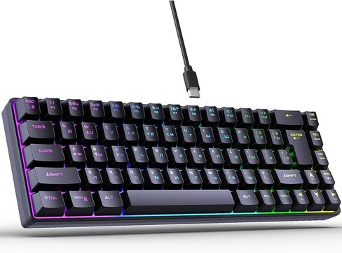 Russian English Dual Language Keyboard, RGB Backlit Gaming Mechanical Keyboard for Gamers, Typists, Wired for Computer with 18 Lighting Modes (Black) in Kuwait