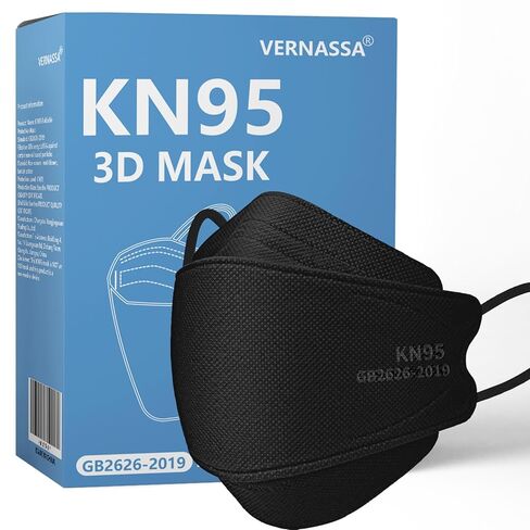 قناع الوجه VERNASSA KN95 50 قطعة، أقنعة KN95 قابلة للتنفس بخمس طبقات، كفاءة الفلتر ≥95% ضد PM2.5، أقنعة وجه بيضاء مغلفة بشكل فردي، يمكن التخلص منها in Saudi Arabia