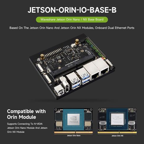 لوحة قاعدة Waveshare Jetson Orin Nano/NX Super Dual Ethernet - متوافقة مع وحدات Jetson Orin Nano وJetson Orin NX، مصممة لمجموعة تطوير NV Jetson Orin Nano Super AI in Saudi Arabia