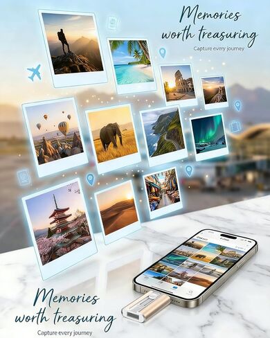 محرك أقراص فلاش USB سعة 64 جيجابايت معتمد من MFI لأجهزة iPhone وiPad وAndroid والكمبيوتر الشخصي، عصا ذاكرة USB للصور/الفيديو، محرك فلاش خارجي لحفظ الصور (المساحة المتوفرة: ~58 جيجابايت)، ذهبي in Kuwait