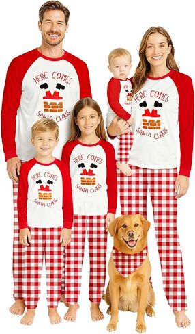 بيجامة عيد الميلاد العائلية المتطابقة مع بلوزة بأكمام راجلان - بيجامات احتفالية لصور العائلات وتقديم الهدايا in Kuwait
