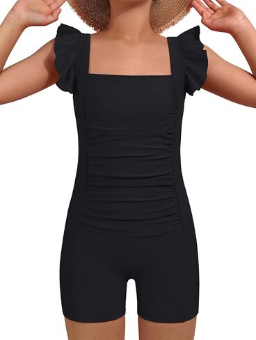 BeautyIn Girls Swimsuit Ruffle Ruched One Piece Bathing Suit Teen Girls Swimwear in Saudi Arabia