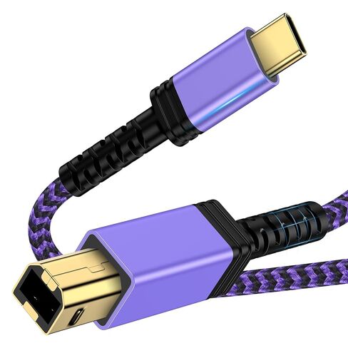 كابل الطابعة إلى USB C، USB-C إلى USB-B 2.0 سلك الماسح الضوئي للطابعة عالي السرعة من النايلون المضفر لـ HP Dell Epson Brother، كابل MIDI من النوع C للوحة مفاتيح MIDI، وحدة تحكم DJ، DAC، Yamaha Casio Digital Piano in Kuwait