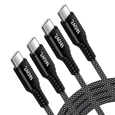 كابل USB C إلى USB C، [6أقدام، عبوتان] كابل 240 وات C إلى C شحن سريع من النوع C كابل شاحن هاتف USBC إلى USBC لهاتف iPhone 17 16 15 Pro Max وiPad Pro وMacBook Air وSamsung Galaxy S25 S24 S23 in Kuwait