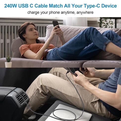USB C to USB C Cable, [6FT, 2-Pack] 240W C to C Cable Fast Charging Type C Charger Cord USBC to USBC Phone Charger Cable for iPhone 17 16 15 Pro Max, iPad Pro, MacBook Air, Samsung Galaxy S25 S24 S23 in Saudi Arabia