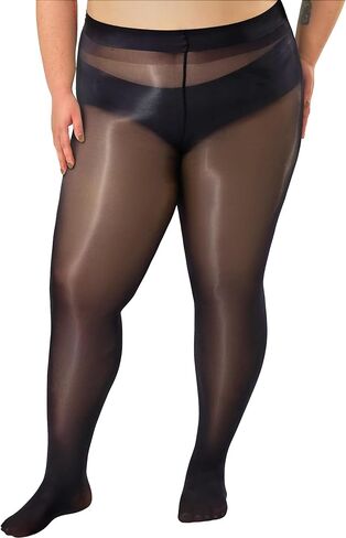 Shiny Tights for Women, Plus Size Black Sheer Ultra Shimmery Pantyhose, Sexy Oil Glossy Stockings Nylon in Saudi Arabia