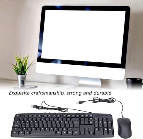 لوحة مفاتيح سلكية وماوس كومبو USB بتصميم مريح التوصيل والتشغيل للمكتب المنزلي مع وسادة قدم غير قابلة للانزلاق وكابل 1.4 متر in Saudi Arabia