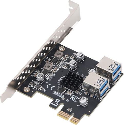 بطاقة توسيع ZJchao USB C، PCI E 1X إلى 4 USB 3.0 فتحة محول PCIe بطاقة توسيع PC ملحقات حافظة USB3.2 GEN1 موسع 5 جيجابت في الثانية يدعم 1X 4X 8X 16X فتحات 4 منافذ PCIe in Kuwait