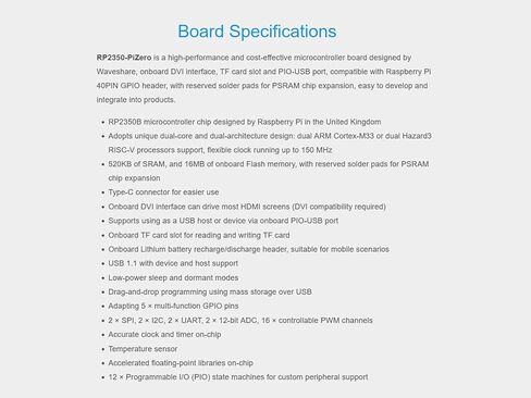 لوحة تطوير وحدة التحكم الدقيقة RP2350-PiZero بناءً على Raspberry Pi RP2350، واجهة DVI المدمجة، فتحة بطاقة TF ومنفذ PIO-USB، متوافقة مع رأس Raspberry Pi 40PIN GPIO، فلاش 16 ميجابايت in Kuwait