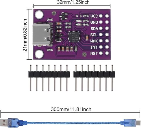 1PCS CP2112 Adapter Type-C MCU-2112 Debug Board USB to SMBus I2C Communication Module with USB C Cable with Dupont Cable in Saudi Arabia