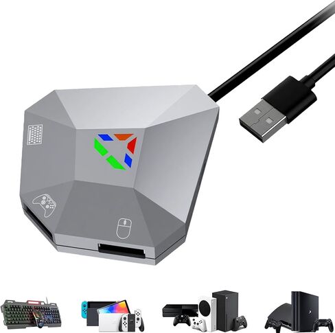 Keyboard and Mouse Adapter Converter for Nintendo Switch, Xbox Series X|S, Xbox One, PS4, PS3 | Plug & Play | Mouse Sensitivity, Aim Speed, Dead Zone Adjustment | Perfect for FPS, TPS, RTS Games in Saudi Arabia