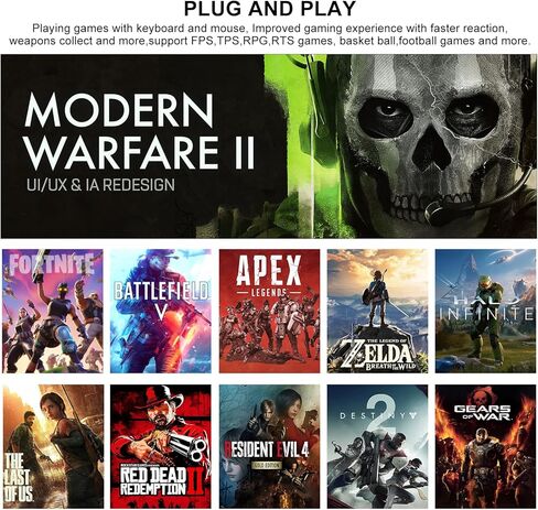 Keyboard and Mouse Adapter Converter for Nintendo Switch, Xbox Series X|S, Xbox One, PS4, PS3 | Plug & Play | Mouse Sensitivity, Aim Speed, Dead Zone Adjustment | Perfect for FPS, TPS, RTS Games in Saudi Arabia