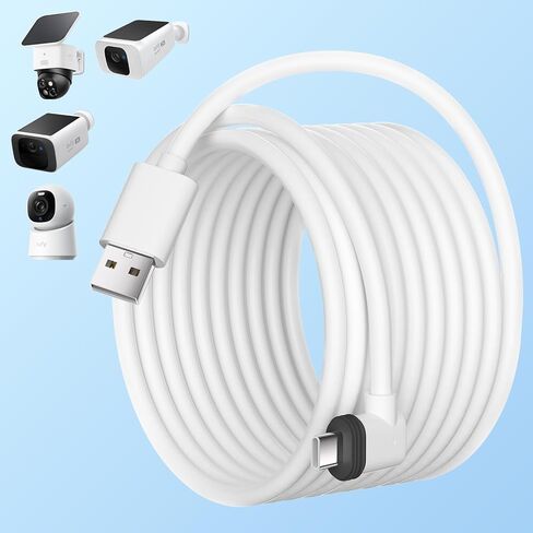 كابل طاقة بطول 20 قدم متوافق مع eufy SoloCam S220/S340/C210/E30، eufy Indoor Cam S350/C210/C220، eufyCam 3/S330/S3 Pro/3C/S300، كابل تمديد USB مقاوم للماء من النوع C سلك شحن للكاميرا - قطعتان in Saudi Arabia