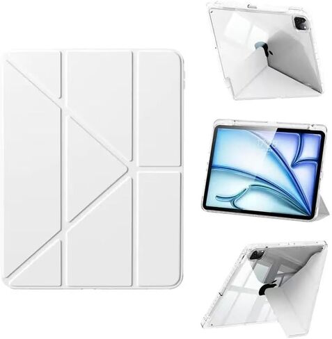 حافظة لجهاز iPad Air 13 بوصة مع لوحة مفاتيح ولوحة تتبع، لجهاز iPad Air 12.9 بوصة الجيل الخامس/السادس (2022-2024)، غطاء حماية شفاف، حامل دوار 360 درجة وفتحة قلم رصاص in Kuwait