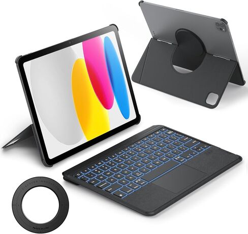 Nillkin لجهاز iPad 11th A16 2025 / 10th Gen Magic Ease غطاء كتاب لوحة المفاتيح المغناطيسية، لوحة لمس مدمجة بمسند، مع حامل حائط مغناطيسي، حافظة لوحة مفاتيح قابلة للفصل لجهاز iPad 10.9 بوصة (أسود منتصف الليل) in Saudi Arabia