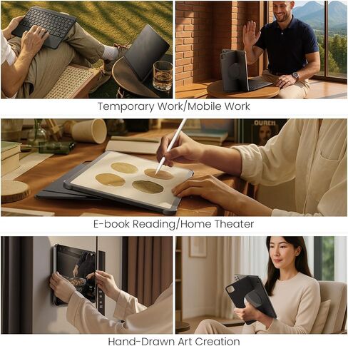 Nillkin لجهاز iPad 11th A16 2025 / 10th Gen Magic Ease غطاء كتاب لوحة المفاتيح المغناطيسية، لوحة لمس مدمجة بمسند، مع حامل حائط مغناطيسي، حافظة لوحة مفاتيح قابلة للفصل لجهاز iPad 10.9 بوصة (أسود منتصف الليل) in Saudi Arabia