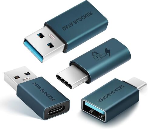 Duttek USB Data Blocker & USB C Data Blocker (4-Style), Type A & Type C Data Blocker Only for Charge, Protect Against Juice Jacking, Refuse Hacking Provide Safe Charging Blue in Kuwait