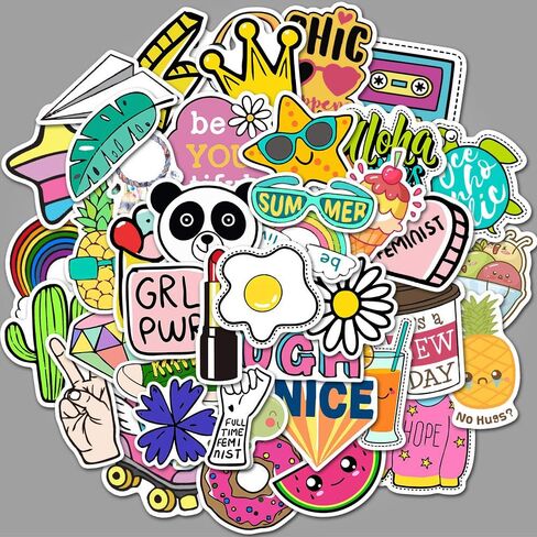 50 Pcs Pink Cute Water Bottle Stickers, Cute Stickers for Photo Albums Skateboard Phones Laptop, Waterproof Aesthetic Laptop Sticker for Bestie Friend Teens Kids Classroom Prizes 4 in Saudi Arabia