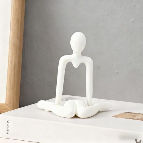 Abstract Thinker Statue, White Minimalist Abstract Sculpture Statue, Modern Art Decoration for Home Office Desk Decoration (White Style A) in Saudi Arabia