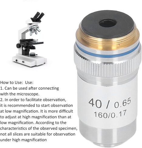 40X High Magnification Objective, Achromatic Microscope Objective 40X High Magnification 20.2mm Interface Standard RMS Silver for, Microscope Lenses in Saudi Arabia