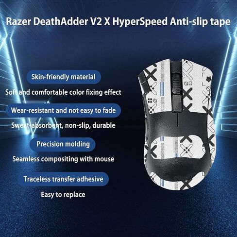 شريط قبضة الماوس تغطية كاملة لـ Razer DeathAdder V2 X HyperSpeed، شريط قبضة الماوس المضاد للانزلاق، مجموعة ترقية الفئران الاحترافية ذاتية اللصق ومقاومة للعرق (أبيض) in Kuwait