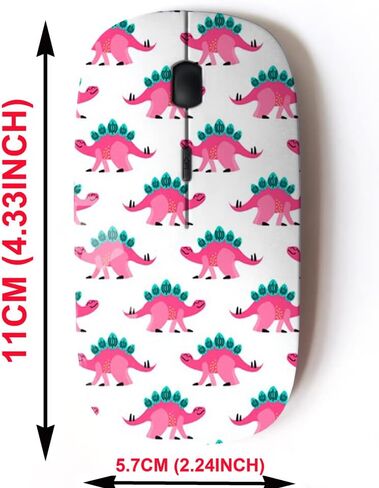 2.4G Wireless Mouse with Cute Pattern Design for All Laptops and Desktops with Nano Receiver - Dinosaur Pink in Saudi Arabia