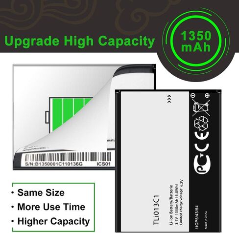 WUHAO لـ AT&T Alcatel Go Flip 2 4044O، Cingular Flip 2 OT-4044O 4044O، بطارية بديلة SmartFlip 4052R، لبطارية TLi013C1 in Kuwait