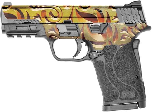 غلاف MightySkins متوافق مع Smith & Wesson M&P 9mm Shield EZ M2.0 - Mosaic Gold | غطاء ملتف واقٍ ومتين وفريد ​​من نوعه من الفينيل | سهل التطبيق | صنع في الولايات المتحدة الأمريكية in Kuwait