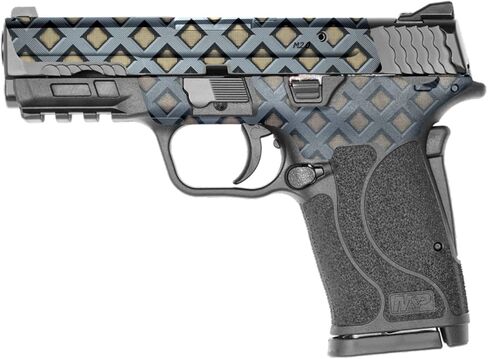 غلاف MightySkins متوافق مع Smith & Wesson M&P 9mm Shield EZ M2.0 - جدار أسود | غطاء ملتف واقٍ ومتين وفريد ​​من نوعه من الفينيل | سهل التطبيق | صنع في الولايات المتحدة الأمريكية in Kuwait