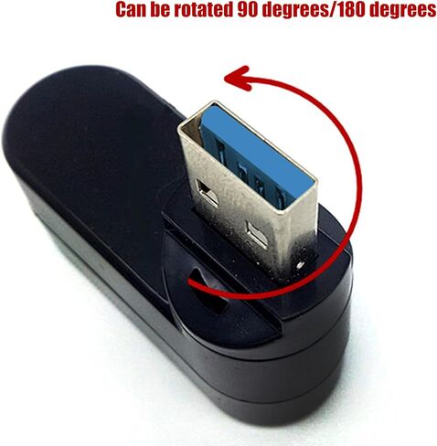 Mini USB Hub, 3 Port 90 and 180 Degree Rotatable Swivel Hub, Portable Compact USB 3.0 Data for Laptop, Desktop PC, Space Saving Design (Black) in Saudi Arabia