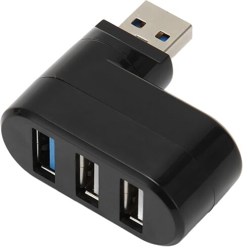 Mini USB Hub, 3 Port 90 and 180 Degree Rotatable Swivel Hub, Portable Compact USB 3.0 Data for Laptop, Desktop PC, Space Saving Design (Black) in Saudi Arabia
