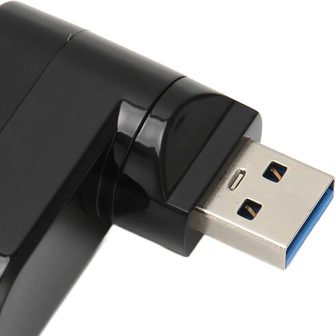 Mini USB Hub, 3 Port 90 and 180 Degree Rotatable Swivel Hub, Portable Compact USB 3.0 Data for Laptop, Desktop PC, Space Saving Design (Black) in Saudi Arabia