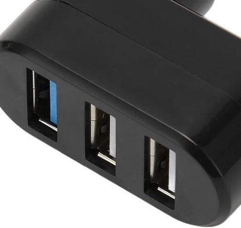 Mini USB Hub, 3 Port 90 and 180 Degree Rotatable Swivel Hub, Portable Compact USB 3.0 Data for Laptop, Desktop PC, Space Saving Design (Black) in Saudi Arabia