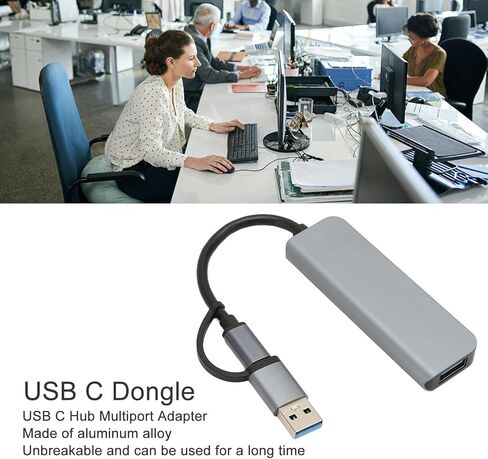 USB Hub, 4 in 1 5Gbps USB C to USB 3.0 Hub Splitter, USB Hub Extender USB3.0 Dongle for for OS, default in Saudi Arabia