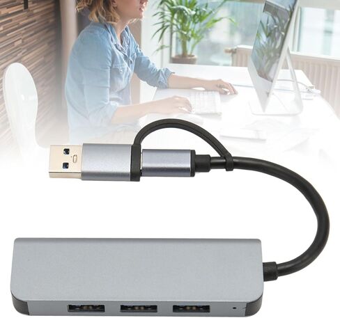 USB Hub, 4 in 1 5Gbps USB C to USB 3.0 Hub Splitter, USB Hub Extender USB3.0 Dongle for for OS, default in Saudi Arabia