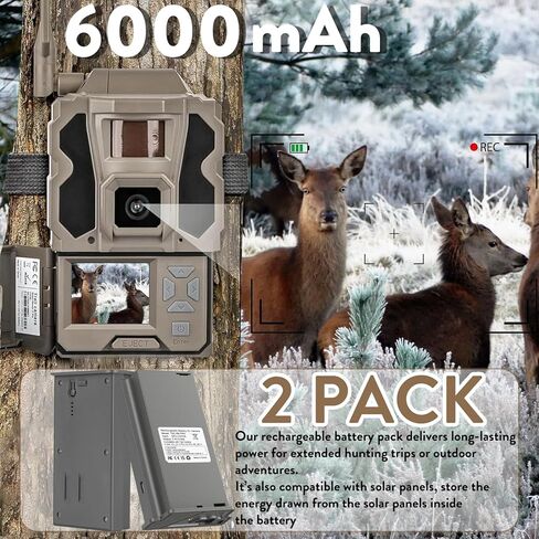 2-Pack 6000mAh Rechargeable Reveal Lipo Lithium Battery Pack EM6 for Trail Camera Reveal X Gen 3.0, 2.0, X Pro 3.0, Pro, X Ultra 3.0, SK, XB, X - Upgraded LED Meter & Solar Charging (2-Pack) in Saudi Arabia