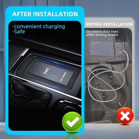 شاحن سيارة لاسلكي لفولفو مع منفذي USB، لوحة شحن سيارة لاسلكية 15 وات، شاحن هاتف وحدة التحكم المركزية للسيارة، مناسب لـ S60/V60/XC60/S90/V90/XC90 in Kuwait