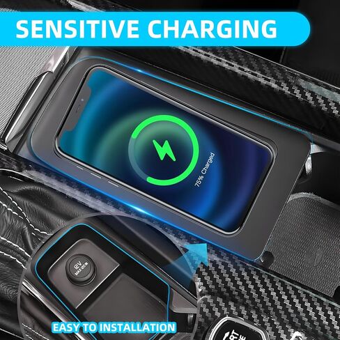شاحن سيارة لاسلكي لفولفو مع منفذي USB، لوحة شحن سيارة لاسلكية 15 وات، شاحن هاتف وحدة التحكم المركزية للسيارة، مناسب لـ S60/V60/XC60/S90/V90/XC90 in Kuwait