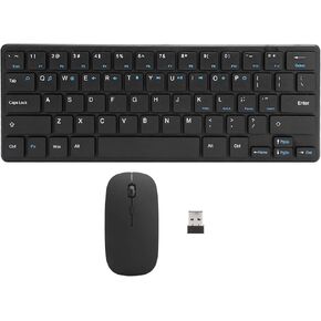 Wireless Keyboard and Mouse Set, 2.4G USB Receiver 64 Keys Ergonomic Design Portable with White and Blue Characters Double Sided Screen Printing in Kuwait