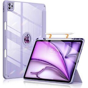 حافظة Soke لجهاز iPad Air الجديد مقاس 13 بوصة (M3 2025/M2 2024) مع حامل أقلام، [تنبيه/نوم تلقائي + حماية للكاميرا] غطاء مقاوم للصدمات مع ظهر شفاف شفاف لجهاز Apple iPad Pro 12.9 بوصة، رمادي أرجواني in Kuwait