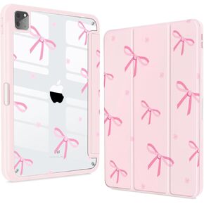 حافظة Teryeefi لجهاز iPad Air 11 بوصة M3 (2025) / M2 (2024)، iPad Air الجيل الرابع/الخامس، iPad Pro 11 في الجيل الرابع/الثالث/الجيل الثاني/الأول - غطاء خلفي شفاف مع حامل قلم رصاص إيقاظ/غفو تلقائي (أقواس لطيفة) in Kuwait