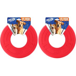 Nerf Dog Atomic Flyer Dog Toy, Flying Disc, Lightweight, Durable and Water Resistant, Great for Beach and Pool, 10 inch Diameter, for Medium/Large Breeds, Single Unit, Red in Saudi Arabia