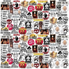 مجموعة متنوعة من الملصقات الفاخرة الكبيرة من الفينيل مقاس 50 قطعة من The Goonies - ملصقات مقطوعة بالقالب لأجهزة الكمبيوتر المحمول وزجاجة المياه والكمبيوتر اللوحي والاستخدام الداخلي والخارجي in Kuwait