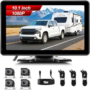 4 Cameras Wired Backup Camera System with 10.1Inch IPS Monitor for Truck RV Trailer Bus, Rear View Camera, with Side Front View Camera, 4 Split Screen, Super Waterproof, Night Vision, AHD1080P in Saudi Arabia