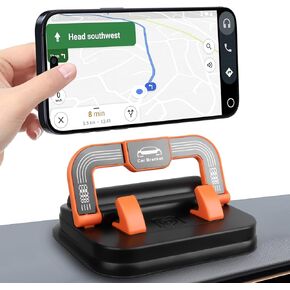 Car Dashboard Phone Holder 360 Rotatable Non-Slip Silicone Pad Car Phone Mount with Parking Number Plate Fit for All Smartphones (Orange) in Kuwait